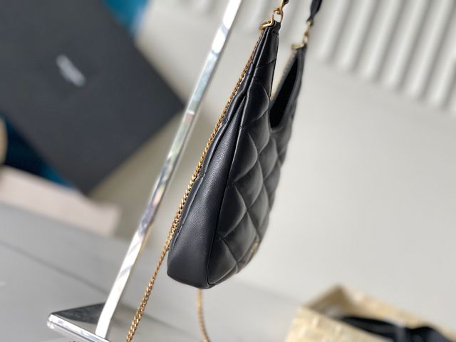 YSL original lambskin sade hobo bag 793608 black