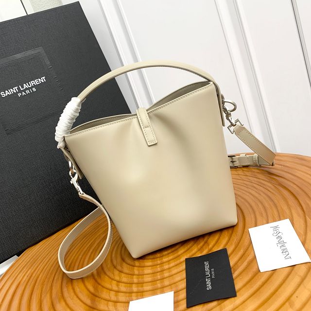 YSL original calfskin small le 37 bucket bag 749036 light grey