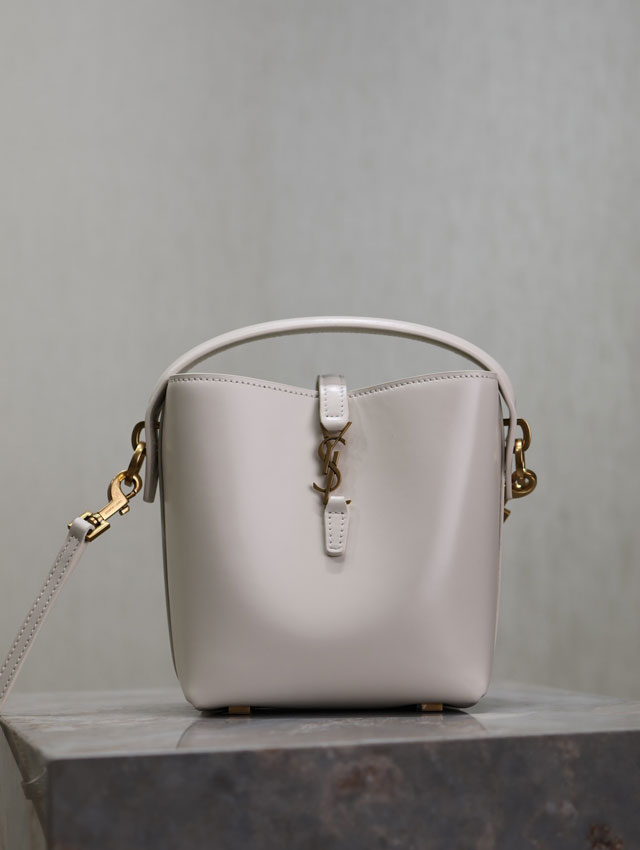 YSL original calfskin small le 37 bucket bag 749036 white