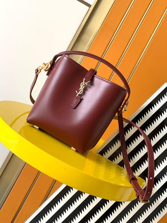 YSL original calfskin mini le 37 bucket bag 765870 bordeaux