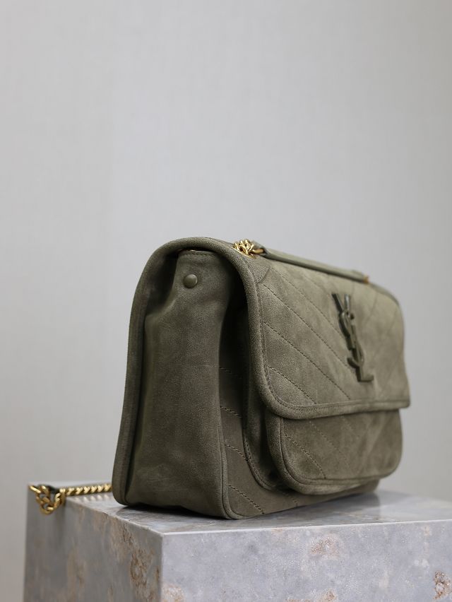 YSL original suede medium niki bag 633158 dark green