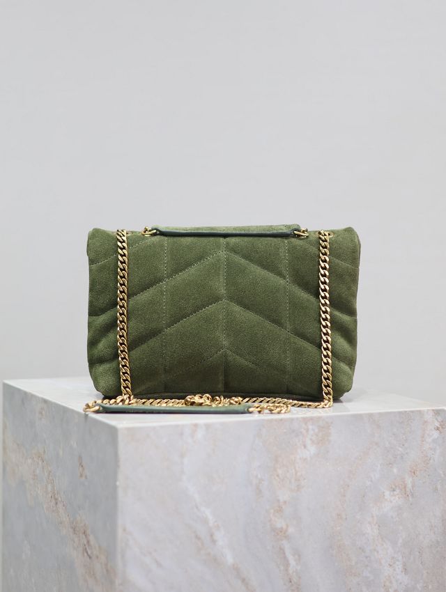 YSL original suede calfskin puffer mini bag 759337 green