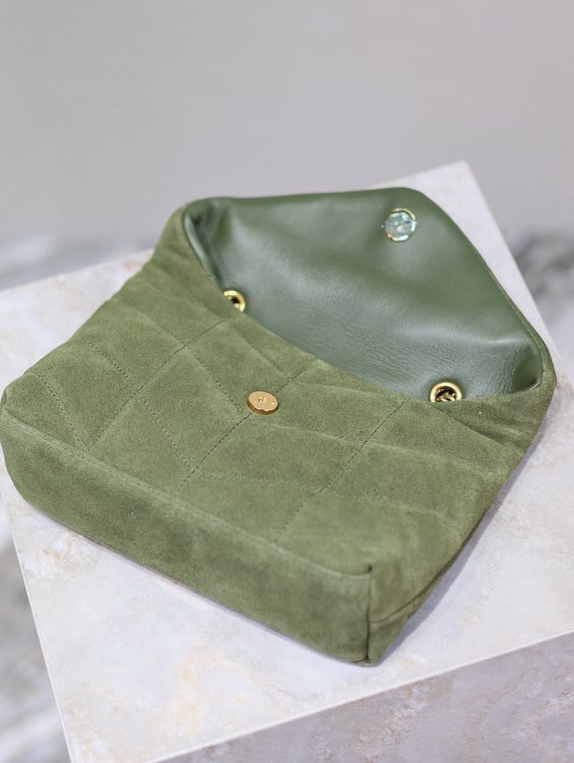 YSL original suede calfskin puffer mini bag 759337 green