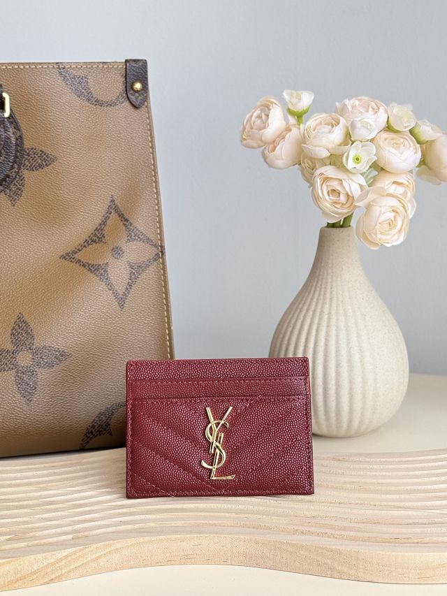 YSL original grained calfskin card holder 423291