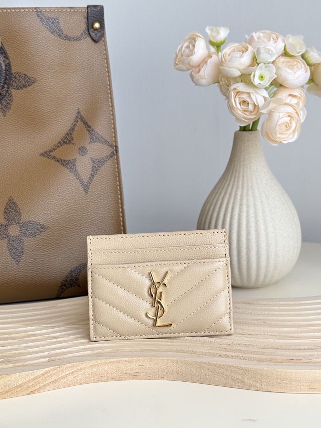 YSL original grained calfskin card holder 423291