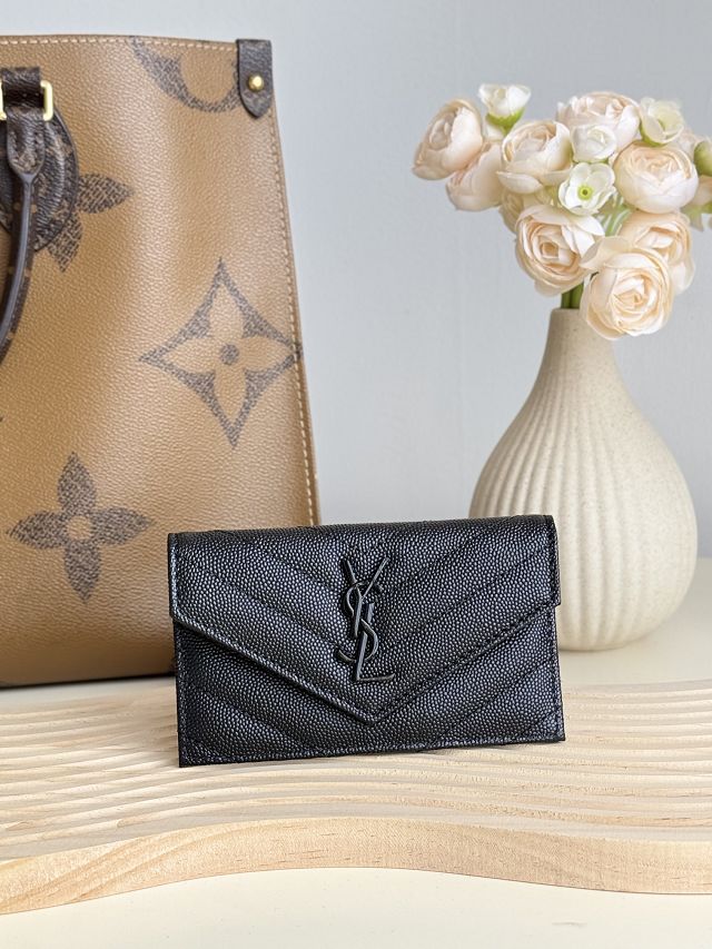 YSL original grained calfskin card holder 612808 