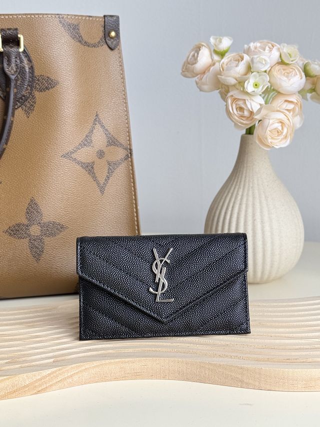 YSL original grained calfskin card holder 612808 