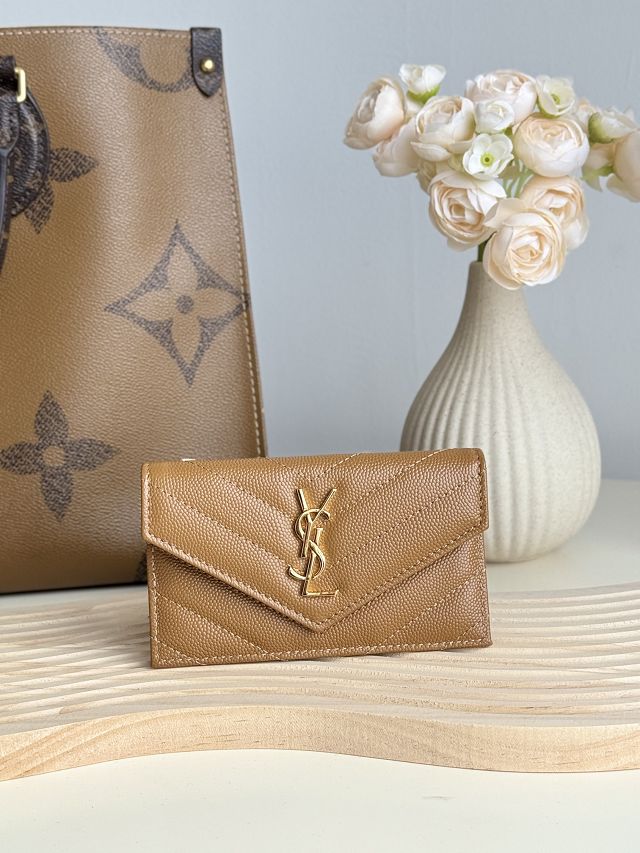 YSL original grained calfskin card holder 612808 