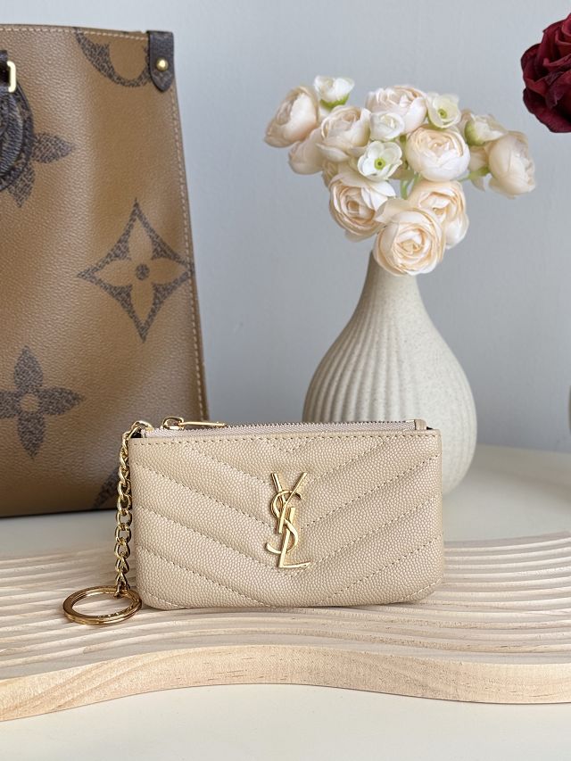 YSL original grained calfskin coin purse 438386 