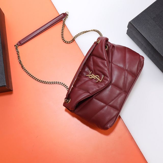 YSL original lambskin puffer small bag 577476 bordeaux