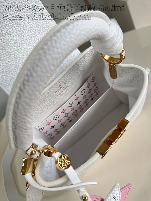 Louis vuitton original calfskin capucines mini handbag M22606 white