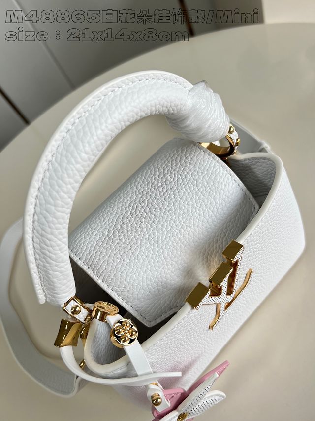 Louis vuitton original calfskin capucines mini handbag M22606 white