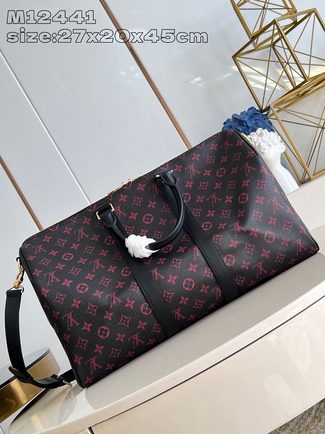 Louis vuitton original monogram canvas keepall 45 M12441 red