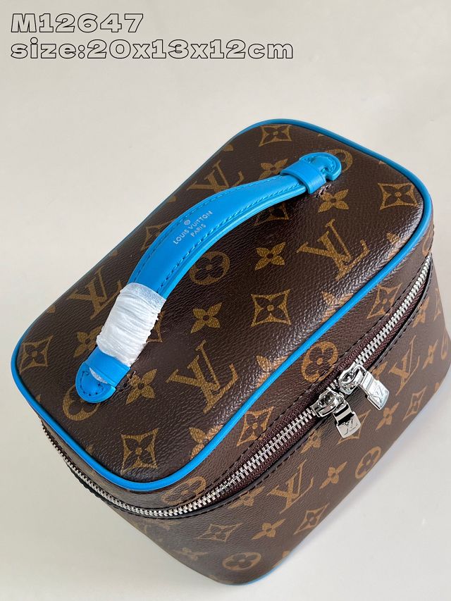 Louis vuitton original monogram mini nice cosmetic case M12647 blue