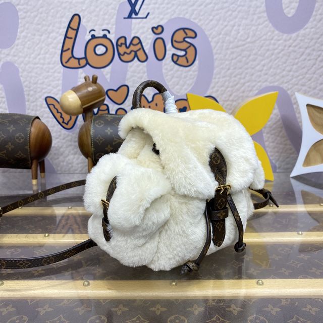 Louis vuitton original shearling nano teddy backpack M11919 white