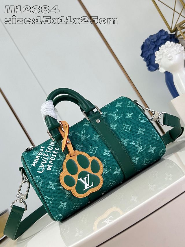 Louis vuitton original monogram canvas keepall 25 M11591 green