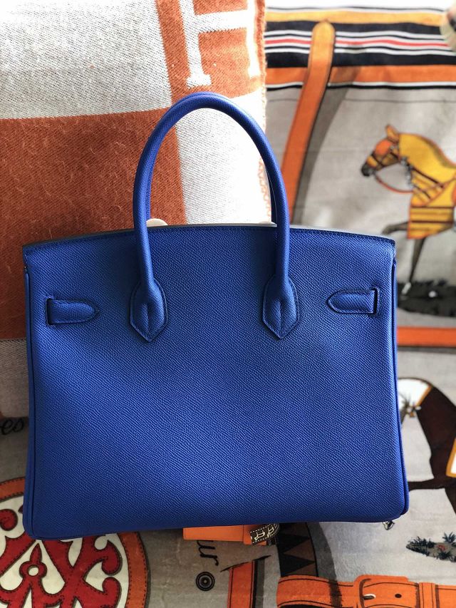 Hermes original epsom leather birkin 30 bag H30-3 blue zellige