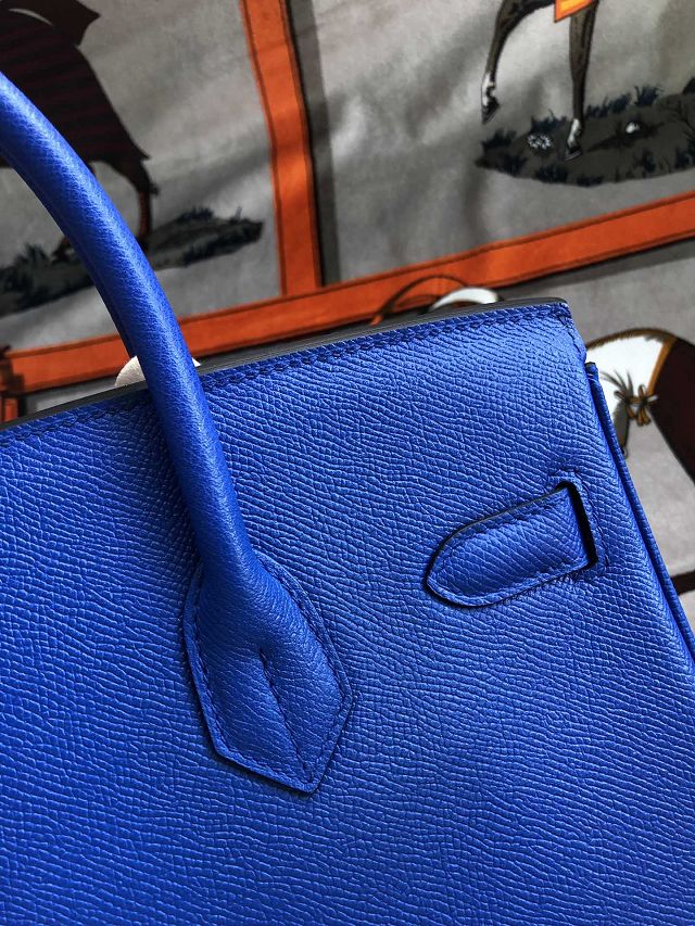 Hermes original epsom leather birkin 30 bag H30-3 blue zellige