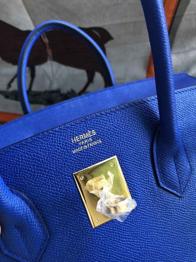 Hermes original epsom leather birkin 30 bag H30-3 blue zellige