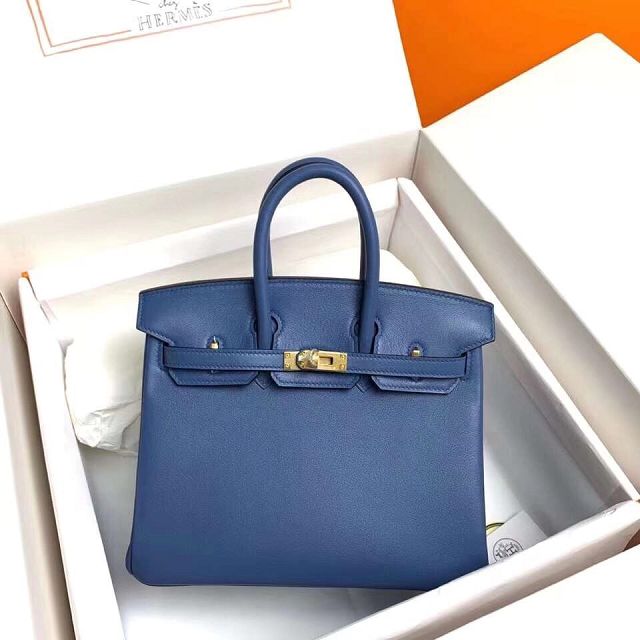 Hermes original swift leather birkin 35 bag H35-5 blue agate