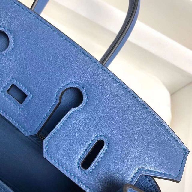 Hermes original swift leather birkin 35 bag H35-5 blue agate