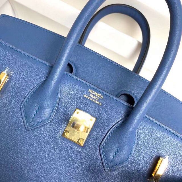 Hermes original swift leather birkin 35 bag H35-5 blue agate