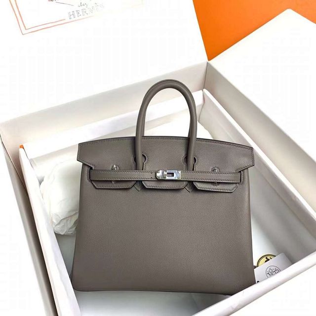 Hermes original swift leather birkin 25 bag H25-5 grey etain