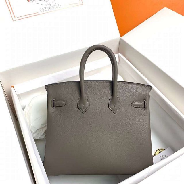 Hermes original swift leather birkin 25 bag H25-5 grey etain