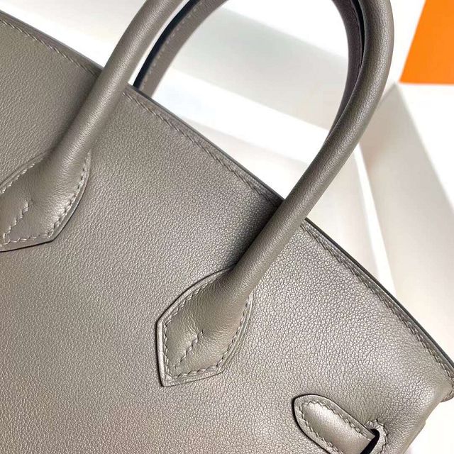 Hermes original swift leather birkin 25 bag H25-5 grey etain