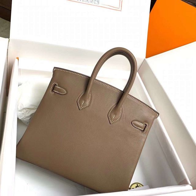 Hermes original swift leather birkin 25 bag H25-5 grey etoupe