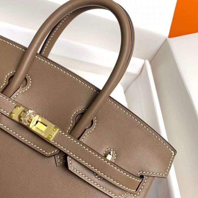 Hermes original swift leather birkin 25 bag H25-5 grey etoupe