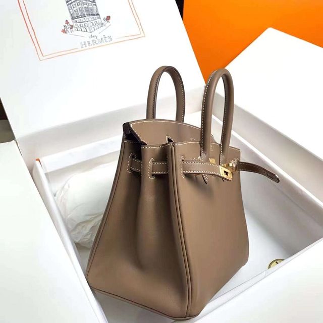 Hermes original swift leather birkin 25 bag H25-5 grey etoupe