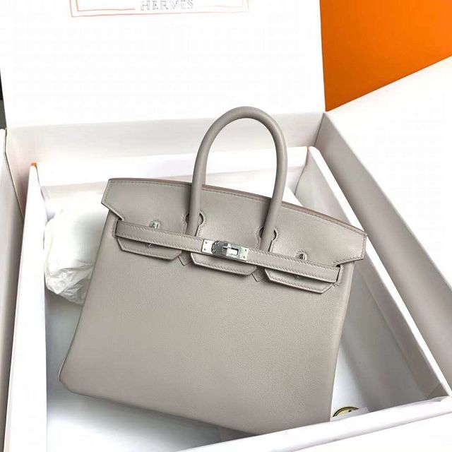 Hermes original swift leather birkin 25 bag H25-5 grey pearl