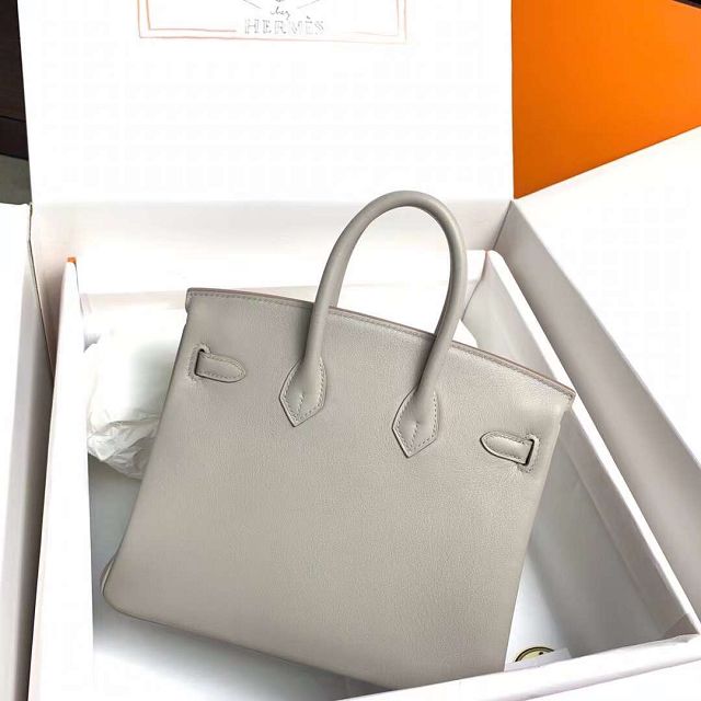 Hermes original swift leather birkin 25 bag H25-5 grey pearl