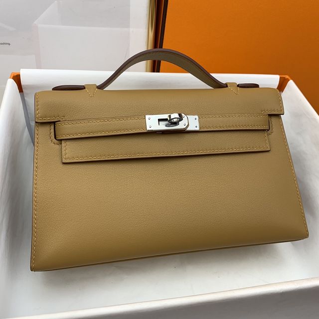 Hermes original swift leather mini kelly 22 clutch K0012 biscuit