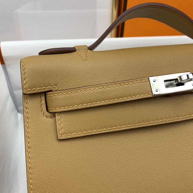 Hermes original swift leather mini kelly 22 clutch K0012 biscuit