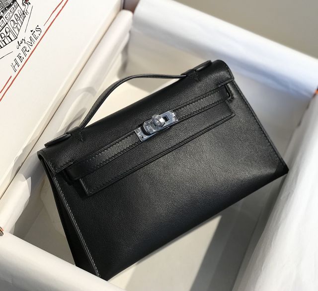 Hermes original swift leather mini kelly 22 clutch K0012 black