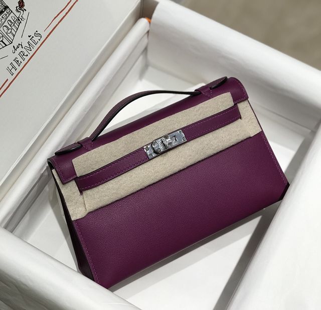 Hermes original swift leather mini kelly 22 clutch K012 anemone