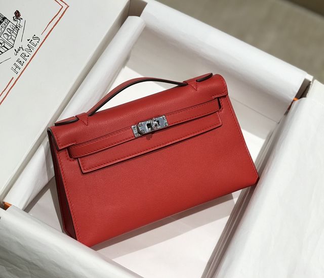 Hermes original swift leather mini kelly 22 clutch K012 red