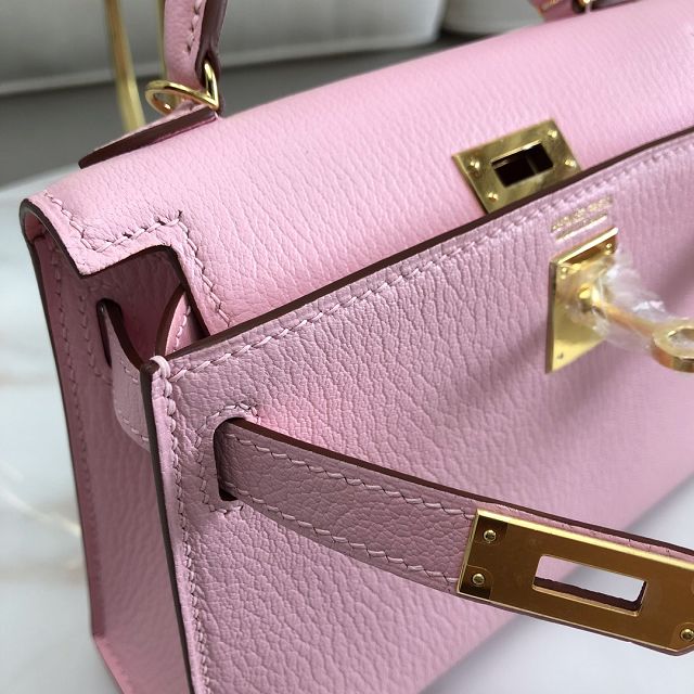 Hermes original goatskin mini kelly 19 bag KG0019 rose confetti