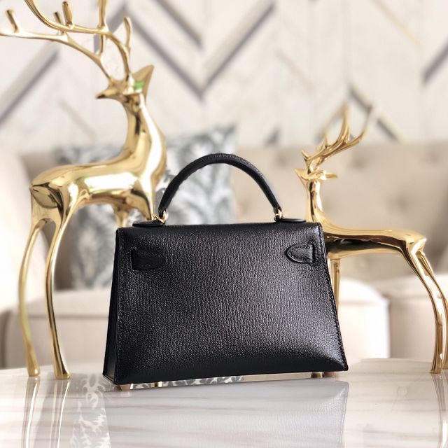 Hermes original goatskin mini kelly 19 bag KG0019 black