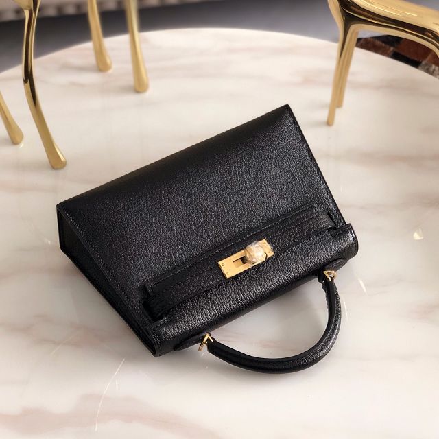 Hermes original goatskin mini kelly 19 bag KG0019 black