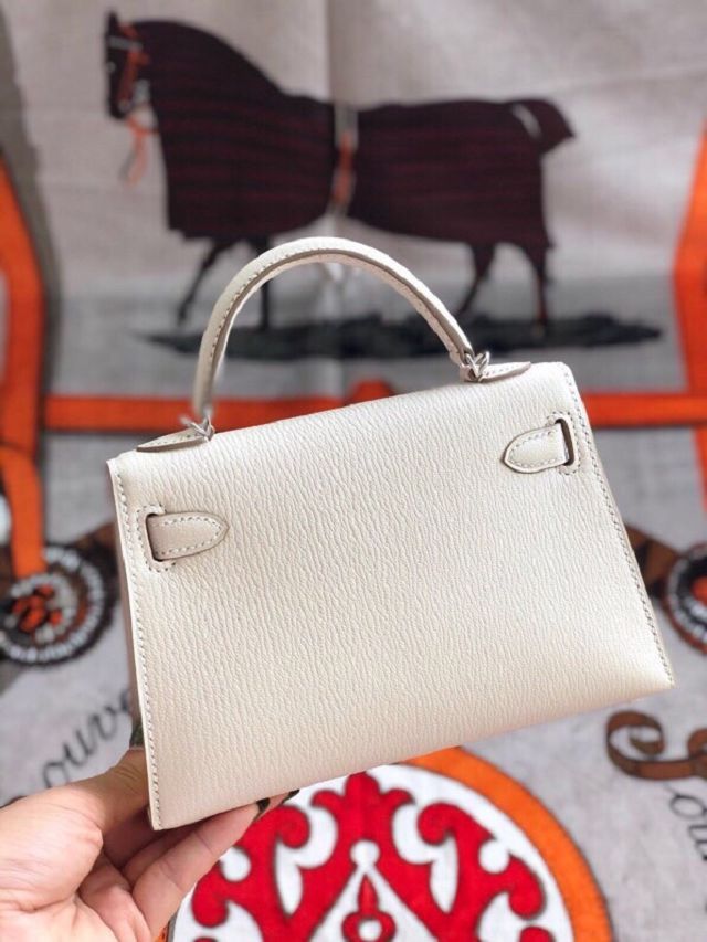 Hermes original goatskin mini kelly 19 bag KG0019 craie