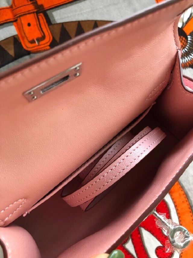 Hermes original goatskin mini kelly 19 bag KG0019 rose sakura