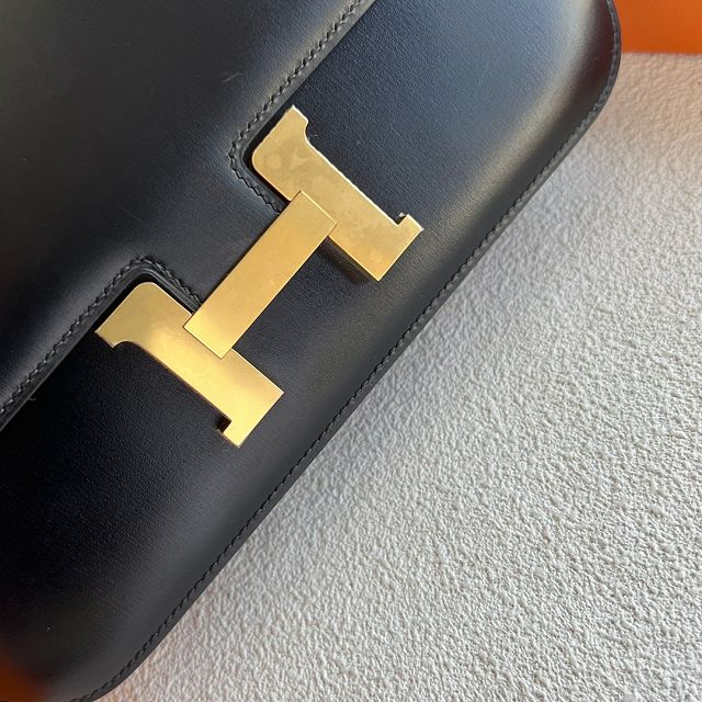 Hermes original box leather constance elan bag C024 black