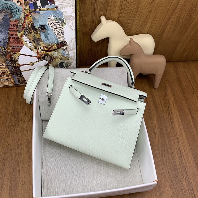 Hermes original epsom leather kelly 32 bag K32-1 vert fizz