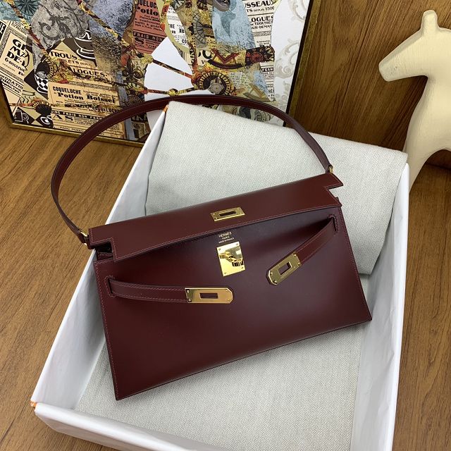 Hermes original box leather kelly elan KE0028-3 bordeaux