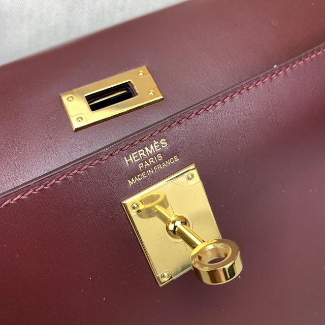 Hermes original box leather kelly elan KE0028-3 bordeaux