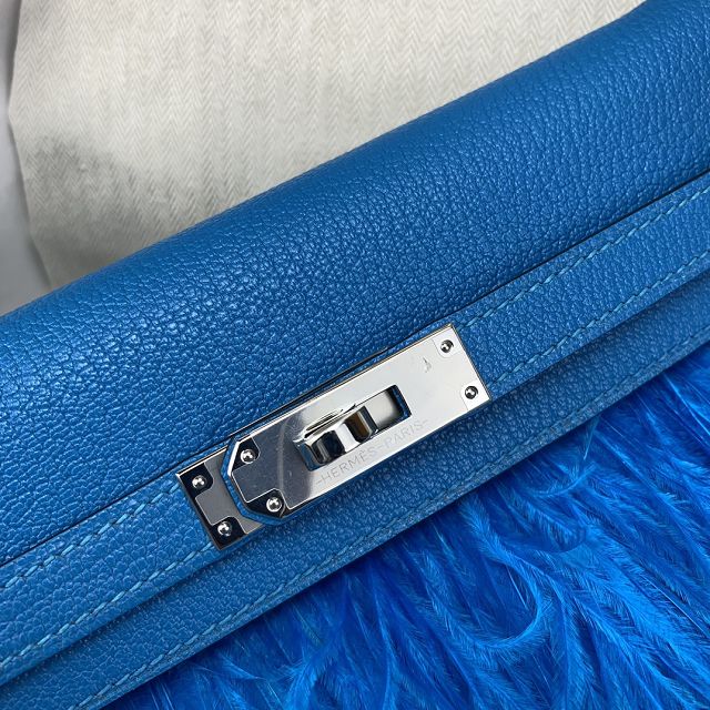 Hermes original chamkila leather kelly elan KE0028-2 blue frida 