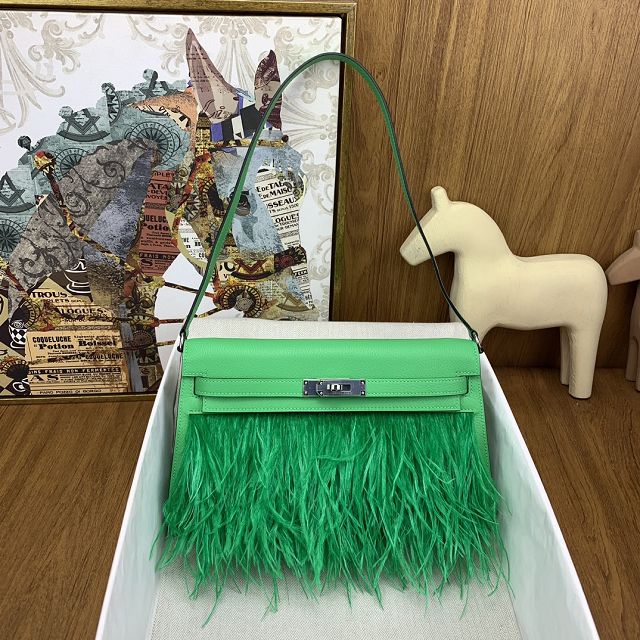 Hermes original chamkila leather kelly elan KE0028-2 vert comics